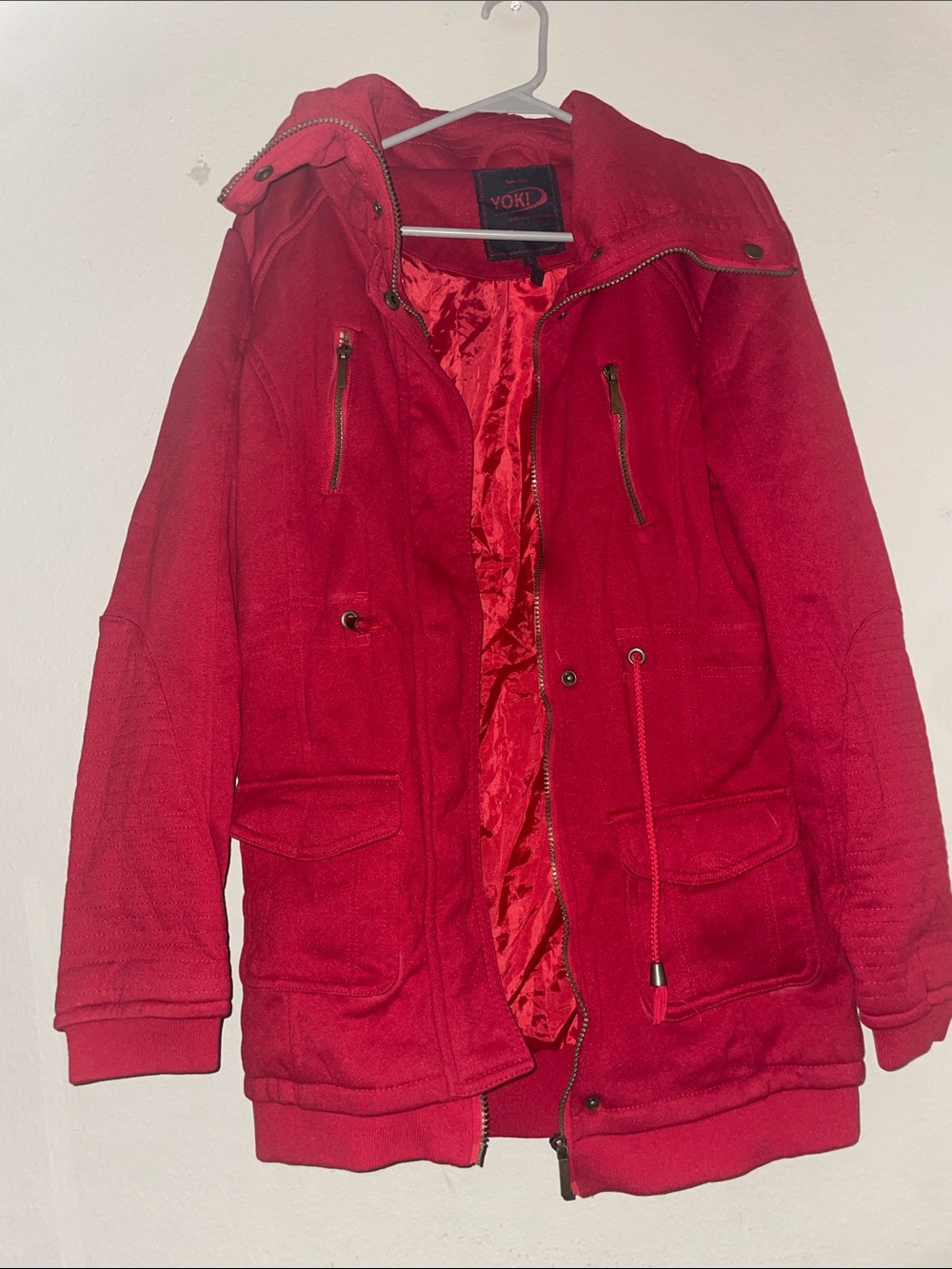 Yoki Outerwear Collection Women’s Red Hooded Parka Jacket Size XL